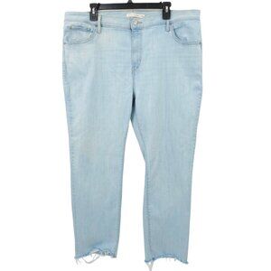 Levis 724 High Rise Straight Jeans Womens Size 20W Frayed Hem Light Wash Denim